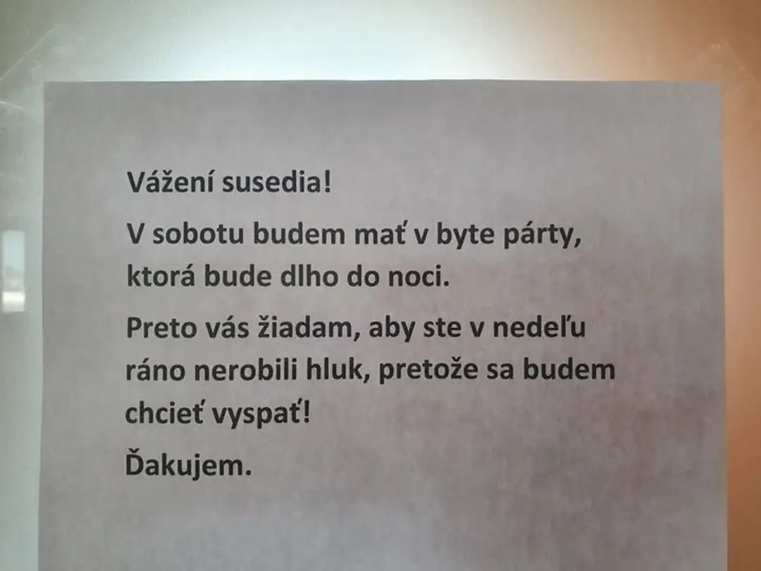 Tak poprosím dodržiavajte to...